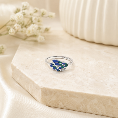Peacock Grace Silver Ring