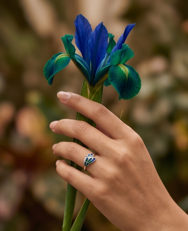 Peacock Grace Silver Ring